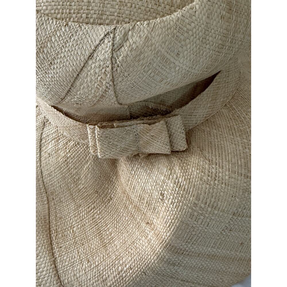 Shebobo raffia hat. Elegant Tan Wide-Brimmed Sun Hat - Picture 4 of 6